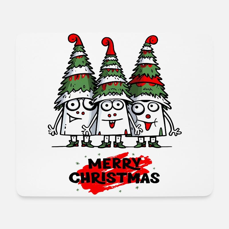 Lustige Verrückte Weihnachtsbäume Weihnachten - Mousepad (Querformat) - Weiß