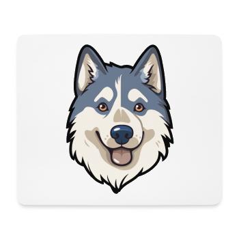 Husky chien race Cartoon Kawaii Illustration - Tapis de souris (format paysage) - blanc - Devant