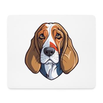 Chien courant tricolore français race dessin animé Kawaii Ill - Tapis de souris (format paysage) - blanc - Devant