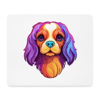 Épagneul jouet anglais race de chien dessin animé Kawaii Illus - Tapis de souris (format paysage) - blanc - Devant