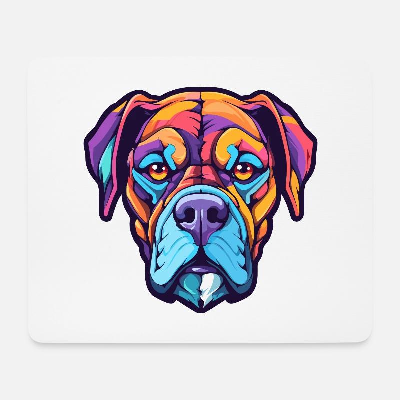 Deutsche Boxerhunderasse Karikatur Kawaii Illustration - Mousepad (Querformat) - Weiß
