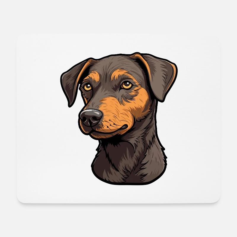Patterdale Terrier Hunderasse Cartoon Kawaii Illust - Mousepad (Querformat) - Weiß