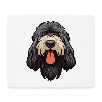Race de chien Terrier russe noir Cartoon Kawaii Ill - Tapis de souris (format paysage) - blanc - Devant
