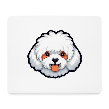 Bichon Frise chien race Cartoon Kawaii Illustration - Tapis de souris (format paysage) - blanc - Devant