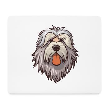 Bergamasco Shepherd Dog Breed Cartoon Kawaii Illus - Mouse Pad (horizontal) - white - Front