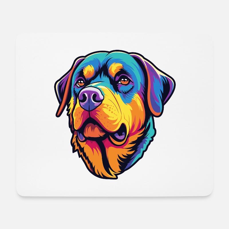 Rottweiler Hunderasse Cartoon Kawaii Illustration - Mousepad (Querformat) - Weiß