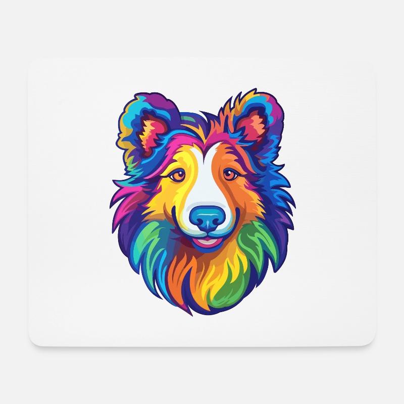 Sheltie Hunderasse Karikatur Kawaii Illustration - Mousepad (Querformat) - Weiß