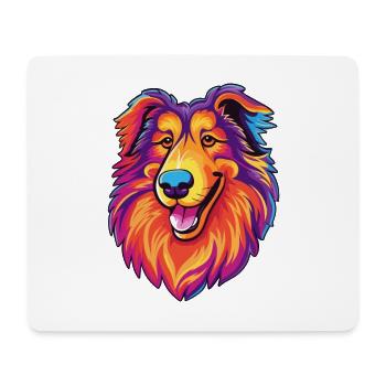 Rough Collie Dog Breed Cartoon Kawaii Illustration - Mouse Pad (horizontal) - white - Front