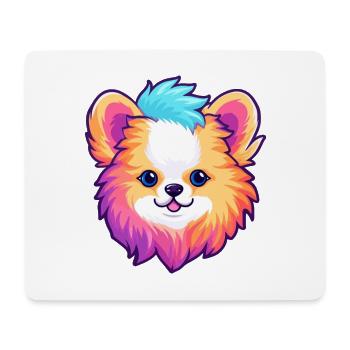 Spitz de Poméranie race de chien Cartoon Kawaii Illustra - Tapis de souris (format paysage) - blanc - Devant