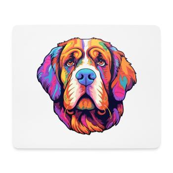 St Bernard Dog Breed Cartoon Kawaii Illustration - Mouse Pad (horizontal) - white - Front