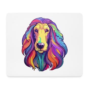 Lévrier afghan race chien dessin animé Kawaii Illustration - Tapis de souris (format paysage) - blanc - Devant