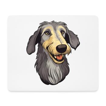 Lévrier écossais race de chien dessin animé Kawaii Illust - Tapis de souris (format paysage) - blanc - Devant