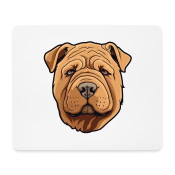 Chinesische Shar Pei Hunderasse Cartoon Kawaii Illustra - Mousepad (Querformat) - Weiß - Vorne