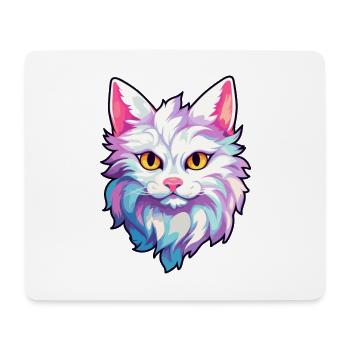 Turkish Angora Cat Breed Watercolor Cartoon Kawaii - Mouse Pad (horizontal) - white - Front