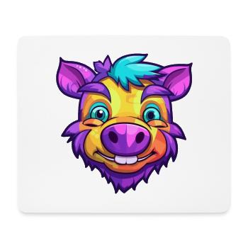 Boar Colorful Watercolor Cartoon Kawaii Animal - Mouse Pad (horizontal) - white - Front