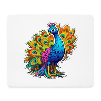 Peacock Colorful Watercolor Cartoon Kawaii Animal - Mouse Pad (horizontal) - white - Front
