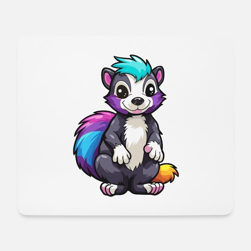 Stinktier buntes Aquarell Cartoon Kawaii Tier - Mousepad (Querformat) - Weiß