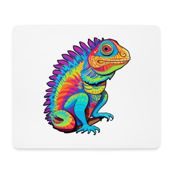 Iguana Colorful Watercolor Cartoon Kawaii Animal - Mouse Pad (horizontal) - white - Front
