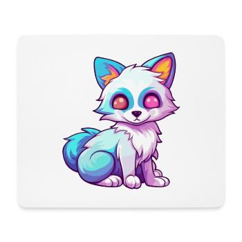 Arktisfuchs Bunte Aquarell-Karikatur Kawaii Anim - Mousepad (Querformat) - Weiß - Vorne