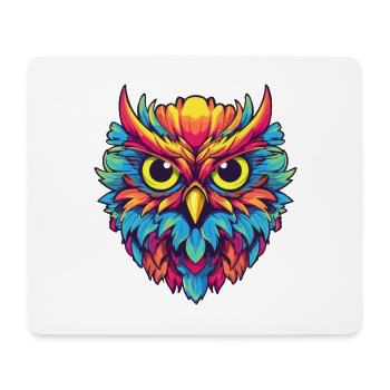 Owl Colorful Watercolor Cartoon Kawaii Animal - Mouse Pad (horizontal) - white - Front