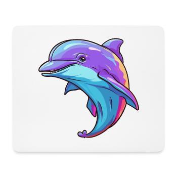 Dolphin Colorful Watercolor Cartoon Kawaii Animal - Mouse Pad (horizontal) - white - Front