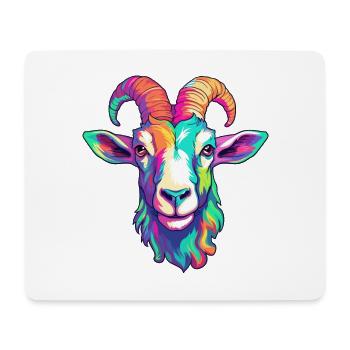 Goat Colorful Watercolor Cartoon Kawaii Animal - Mouse Pad (horizontal) - white - Front