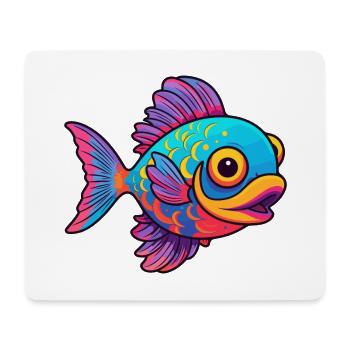 Fish Colorful Watercolor Cartoon Kawaii Animal - Mouse Pad (horizontal) - white - Front