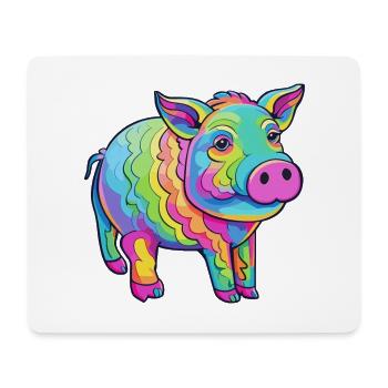 Schwein buntes Aquarell Cartoon Kawaii Tier - Mousepad (Querformat) - Weiß - Vorne
