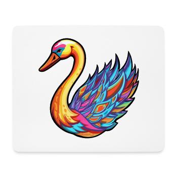 Cygne Aquarelle Colorée Dessin Animé Kawaii Animal - Tapis de souris (format paysage) - blanc - Devant