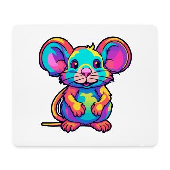 Rat Colorful Watercolor Cartoon Kawaii Animal - Mouse Pad (horizontal) - white - Front