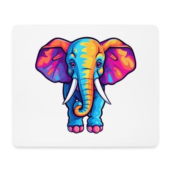 Elephant Colorful Watercolor Cartoon Kawaii Animal - Mouse Pad (horizontal) - white - Front