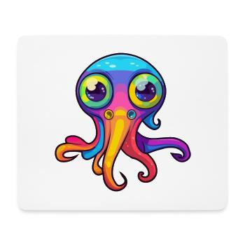 Squid Colorful Watercolor Cartoon Kawaii Animal - Mouse Pad (horizontal) - white - Front