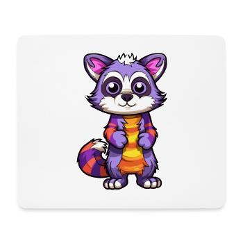 Raccoon Colorful Watercolor Cartoon Kawaii Animal - Mouse Pad (horizontal) - white - Front