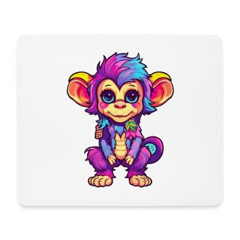 Monkey Colorful Watercolor Cartoon Kawaii Animal - Mouse Pad (horizontal) - white - Front