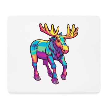 Moose Colorful Watercolor Cartoon Kawaii Animal - Mouse Pad (horizontal) - white - Front