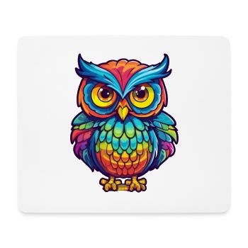 Owl Colorful Watercolor Cartoon Kawaii Animal - Mouse Pad (horizontal) - white - Front