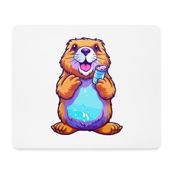 Biber buntes Aquarell Cartoon Kawaii Tier - Mousepad (Querformat) - Weiß - Vorne