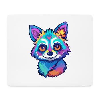 Raccoon Colorful Watercolor Cartoon Kawaii Animal - Mouse Pad (horizontal) - white - Front