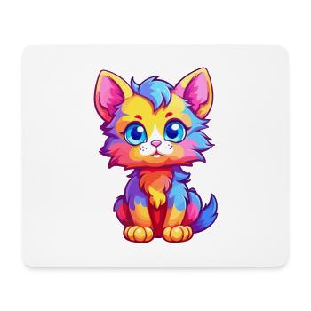 Kitten Colorful Watercolor Cartoon Kawaii Animal - Mouse Pad (horizontal) - white - Front
