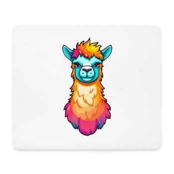 Llama Colorful Watercolor Cartoon Kawaii Animal - Mouse Pad (horizontal) - white - Front
