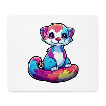 Ferret Colorful Watercolor Cartoon Kawaii Animal - Mouse Pad (horizontal) - white - Front