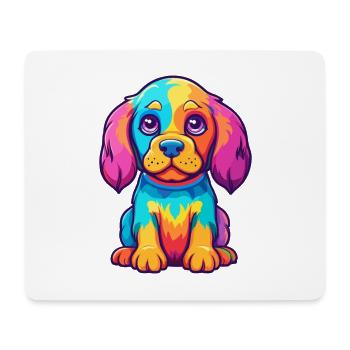 Chien Aquarelle Colorée Dessin Animé Kawaii Animal - Tapis de souris (format paysage) - blanc - Devant