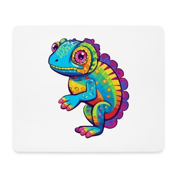 Chameleon Colorful Watercolor Cartoon Kawaii Anima - Mouse Pad (horizontal) - white - Front