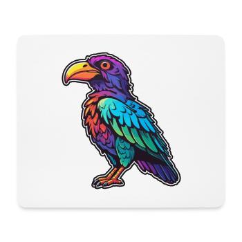 Crow Colorful Watercolor Cartoon Kawaii Animal - Mouse Pad (horizontal) - white - Front