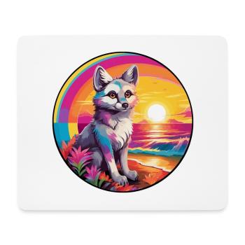 Aardwolf Aquarelle Colorée Dessin Animé Kawaii Animal - Tapis de souris (format paysage) - blanc - Devant