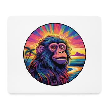 Pavian buntes Aquarell Cartoon Kawaii Tier - Mousepad (Querformat) - Weiß - Vorne