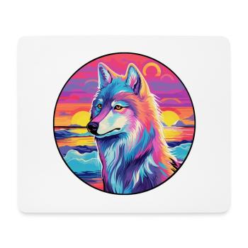 Arctic Wolf Colorful Watercolor Cartoon Kawaii Pet - Mouse Pad (horizontal) - white - Front