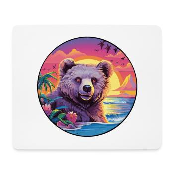 Bear Colorful Watercolor Cartoon Kawaii Animal - Mouse Pad (horizontal) - white - Front