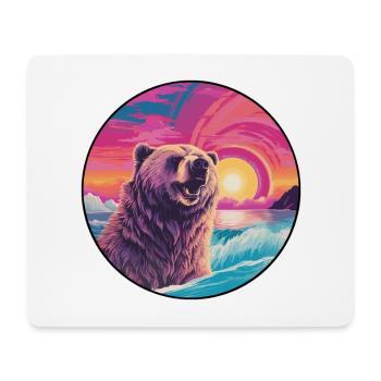 Bear Colorful Watercolor Cartoon Kawaii Animal - Mouse Pad (horizontal) - white - Front