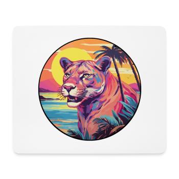 Cougar Buntes Aquarell Cartoon Kawaii Tier - Mousepad (Querformat) - Weiß - Vorne